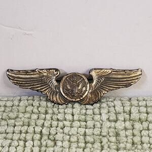 WWII Sterling US Air Corps Sweetheart Pilot Wings Pin Great Seal USAF Vintage
